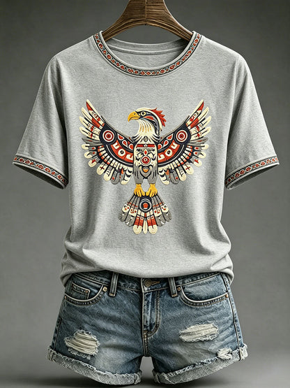 Lässiges T-Shirt für Frauen mit indigener Kunst-Print
