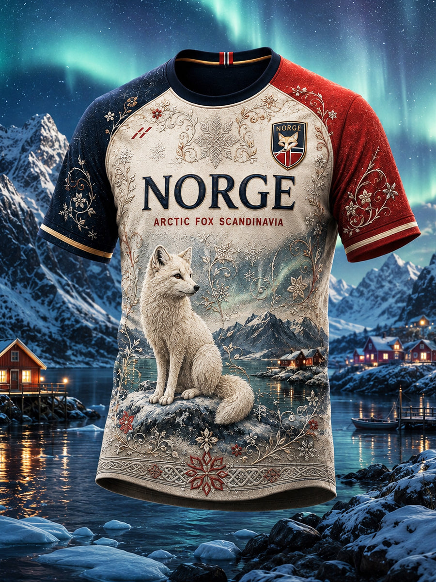 Retro norwegisches Wikinger-Design im nordischen Stil – Lässiges T-Shirt mit Kunstdruck