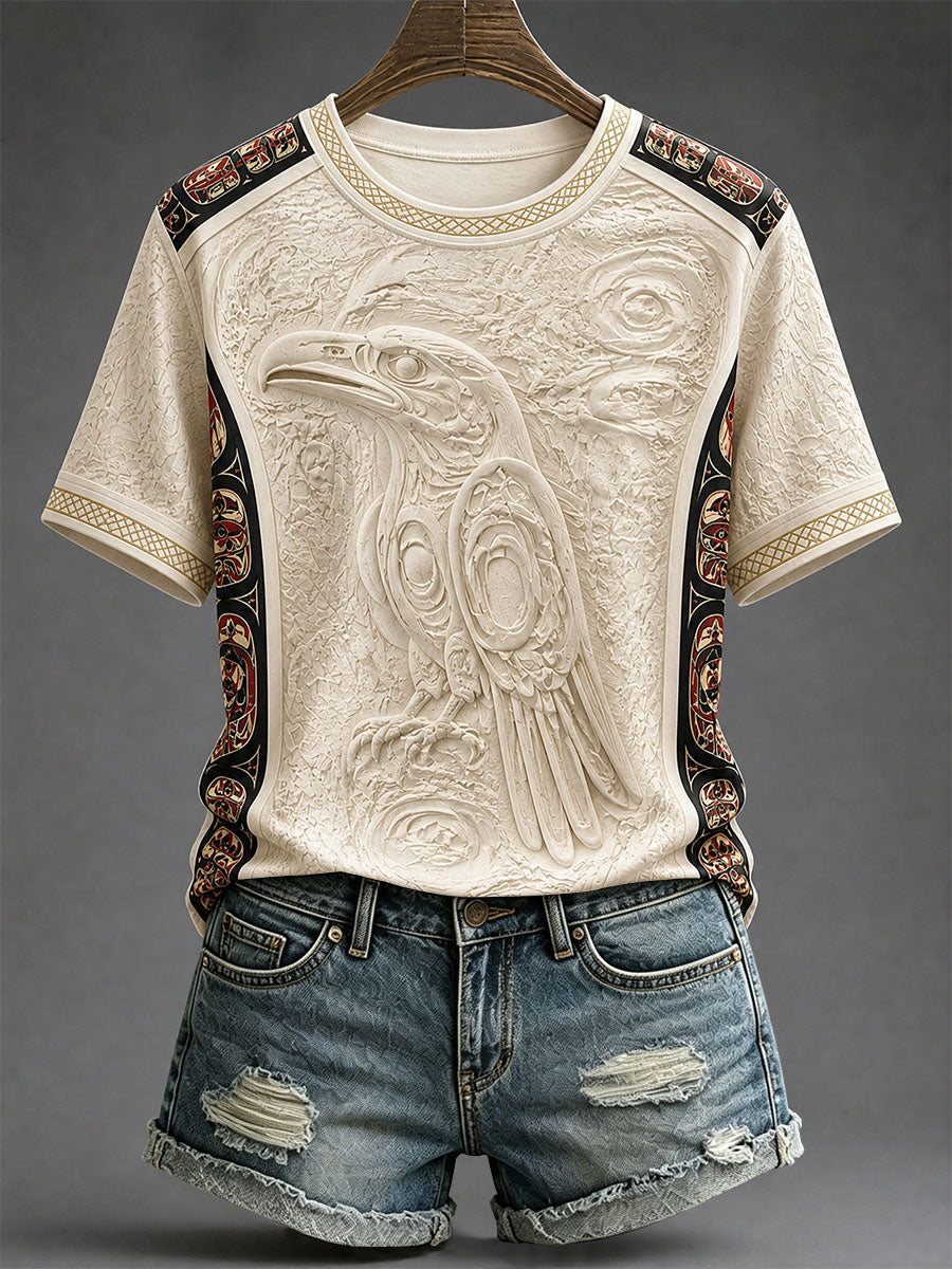 Lässiges T-Shirt für Frauen mit indigener Kunst-Print