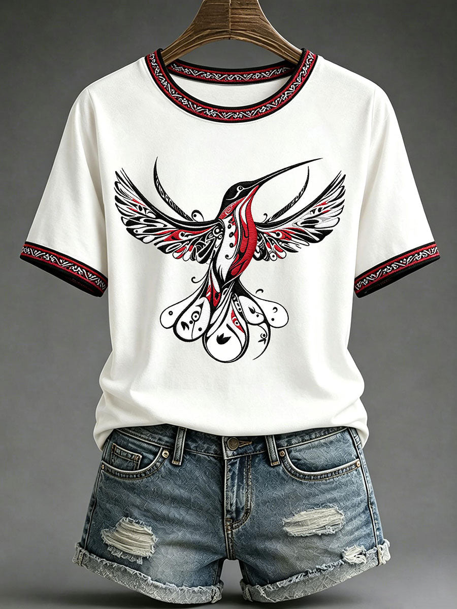 Lässiges T-Shirt für Frauen mit indigener Kunst-Print