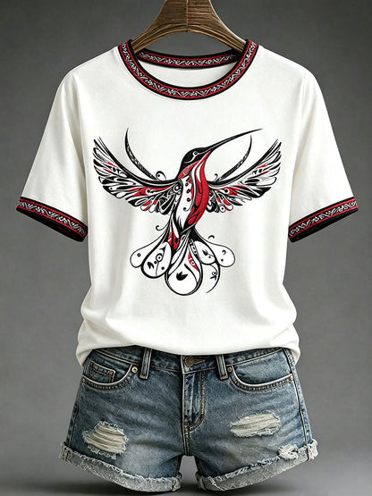 Lässiges T-Shirt für Frauen mit indigener Kunst-Print
