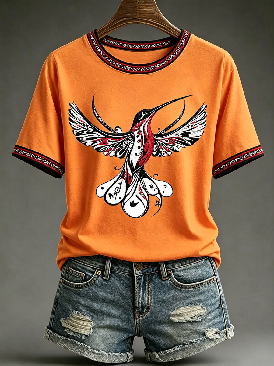 Lässiges T-Shirt für Frauen mit indigener Kunst-Print