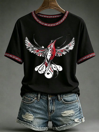Lässiges T-Shirt für Frauen mit indigener Kunst-Print
