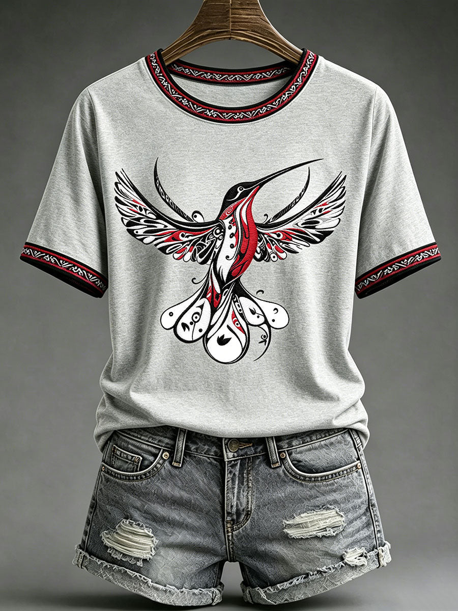 Lässiges T-Shirt für Frauen mit indigener Kunst-Print