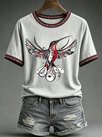 Lässiges T-Shirt für Frauen mit indigener Kunst-Print