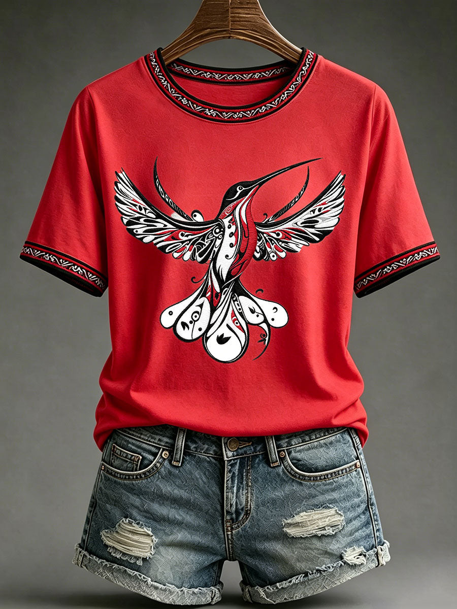 Lässiges T-Shirt für Frauen mit indigener Kunst-Print