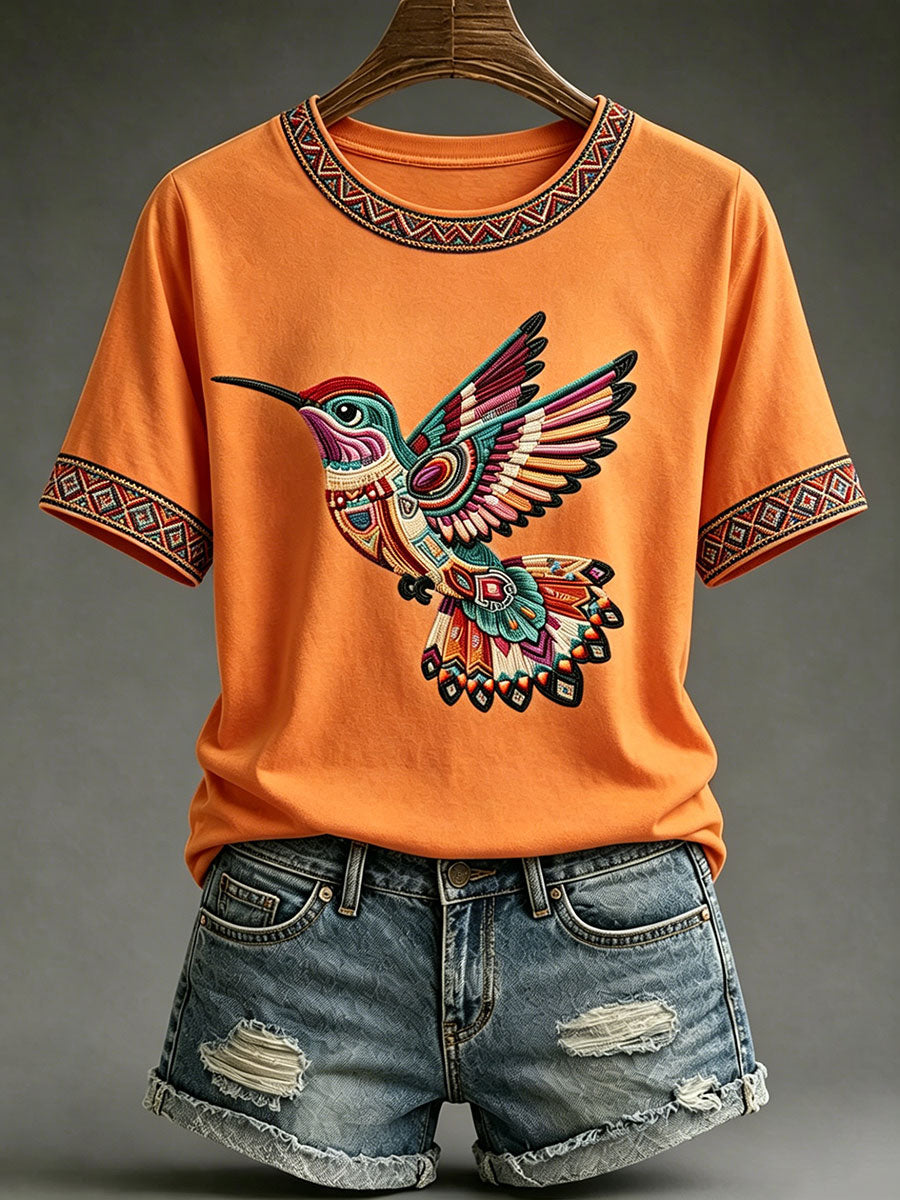 Lässiges T-Shirt für Frauen mit indigener Kunst-Print