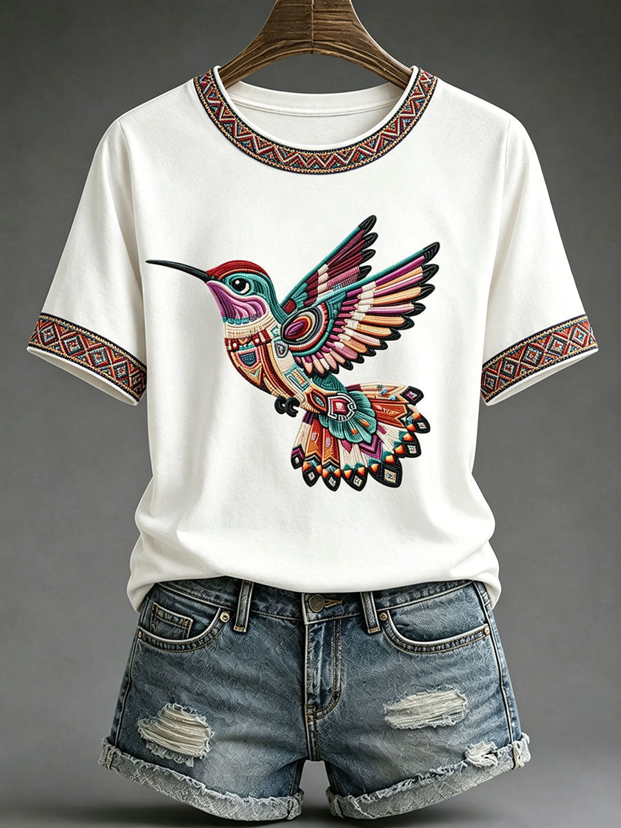 Lässiges T-Shirt für Frauen mit indigener Kunst-Print