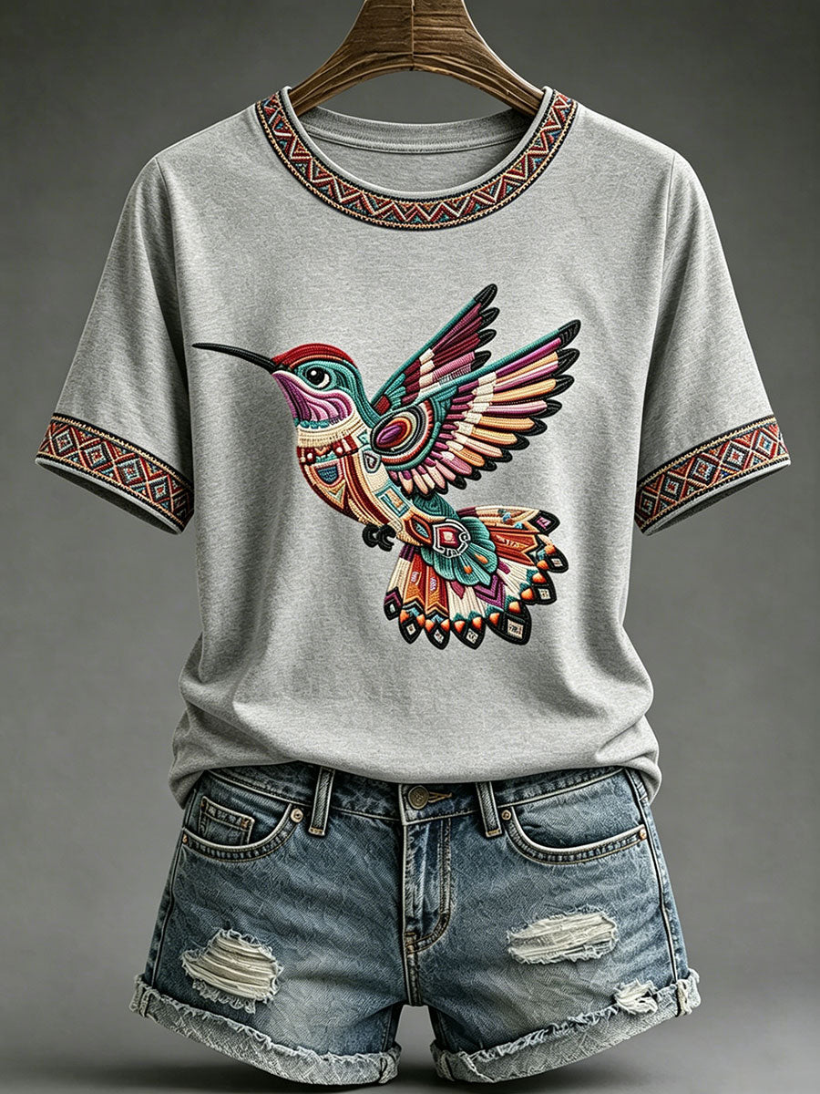 Lässiges T-Shirt für Frauen mit indigener Kunst-Print