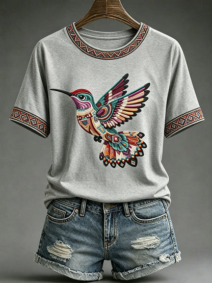 Lässiges T-Shirt für Frauen mit indigener Kunst-Print