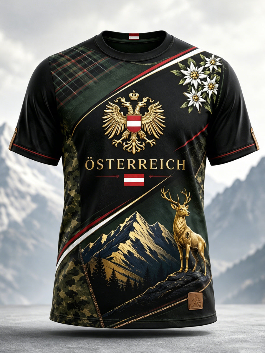 Herren-Top mit österreichischem Landschaftsmotiv als Kunstdruck