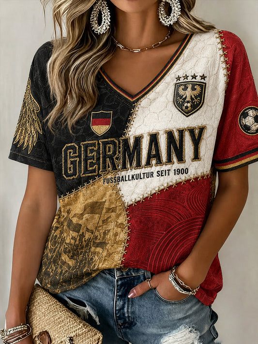 Damen-Fußball-V-Ausschnitt-T-Shirt in Deutschland