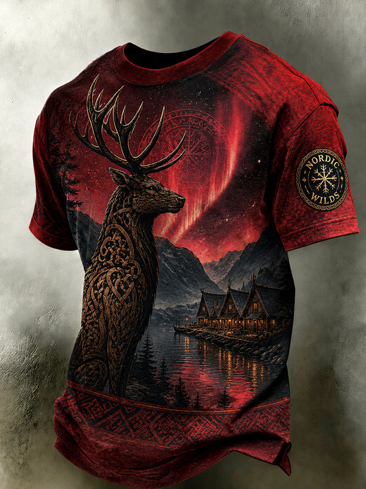 Retro norwegisches Wikinger-Design im nordischen Stil – Lässiges T-Shirt mit Kunstdruck