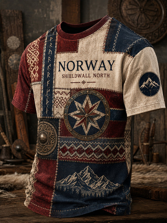 Retro norwegisch Viking nordischen Stil Kunstdruck Casual T-Shirt