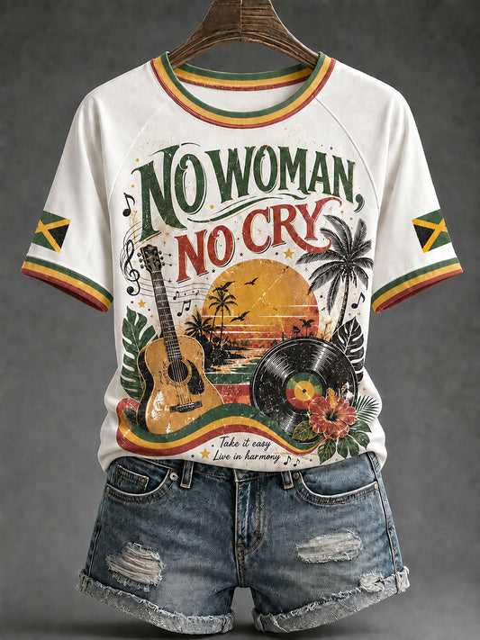 Damen-V-Neck-T-Shirts mit dem Schriftzug „No Woman, No Cry“