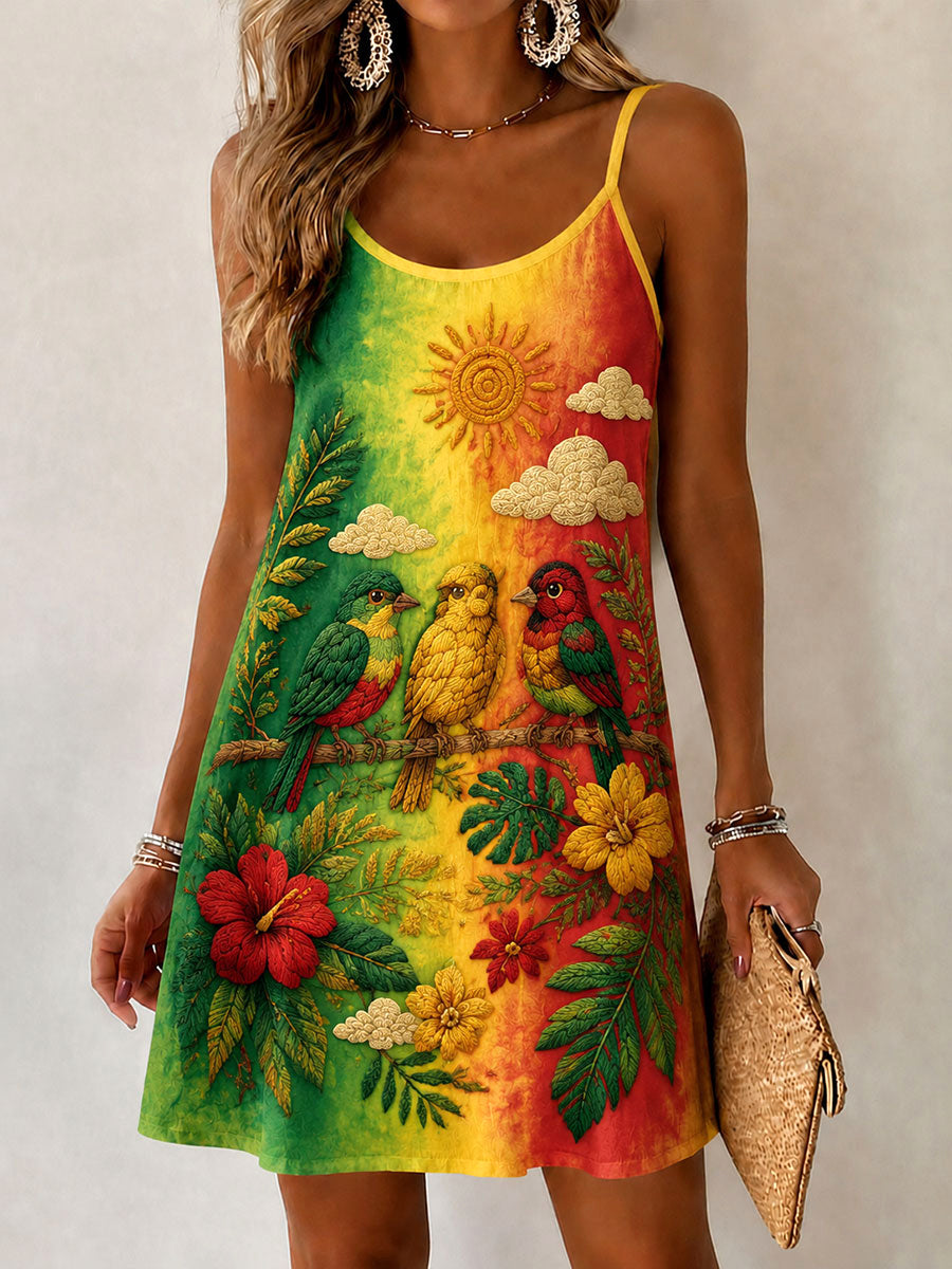 Damenkleid mit lässigem Print „Every Little Thing Is Gonna Be Alright“