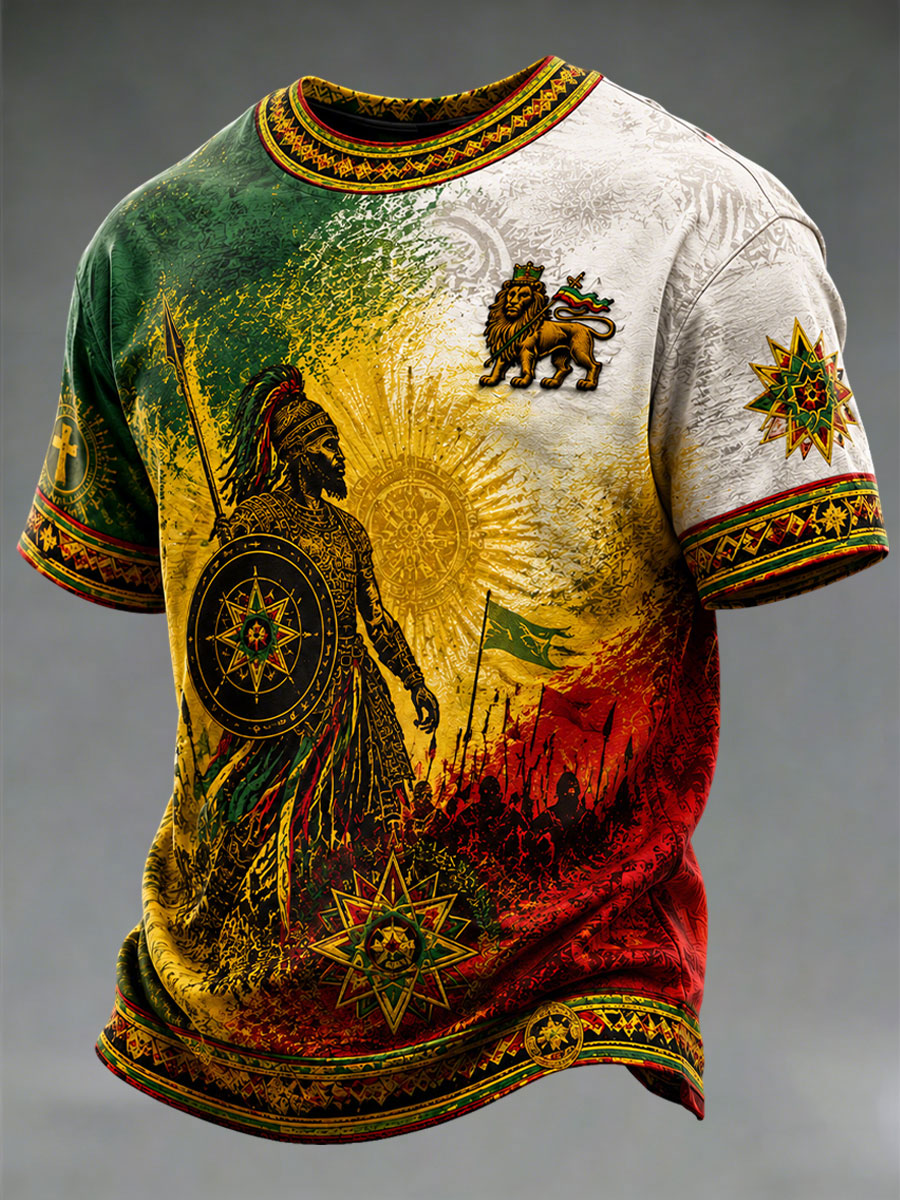 Herren-Reggae-Print-Lässiges T-Shirt