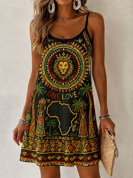 Damen Reggae Casual Bedrucktes Kleid