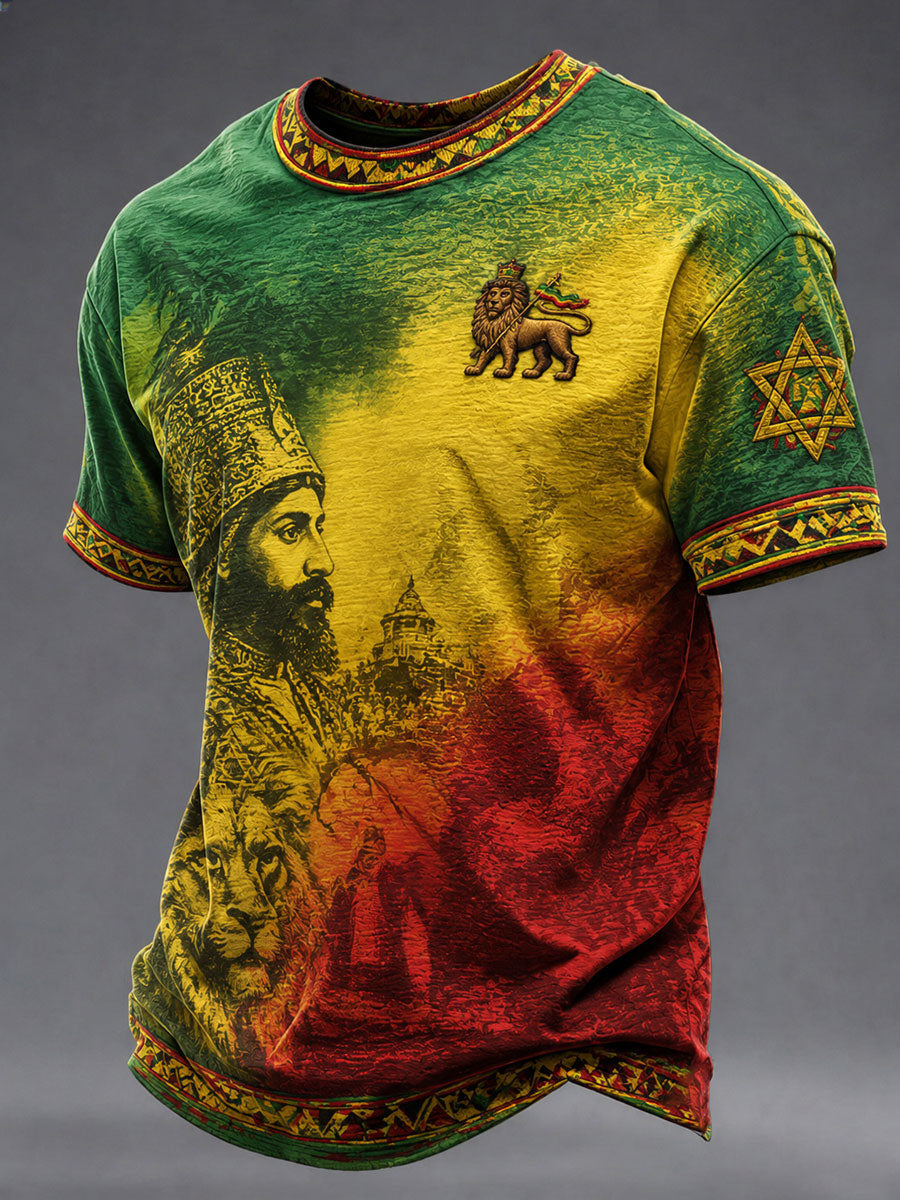 Herren-Reggae-Print-Lässiges T-Shirt