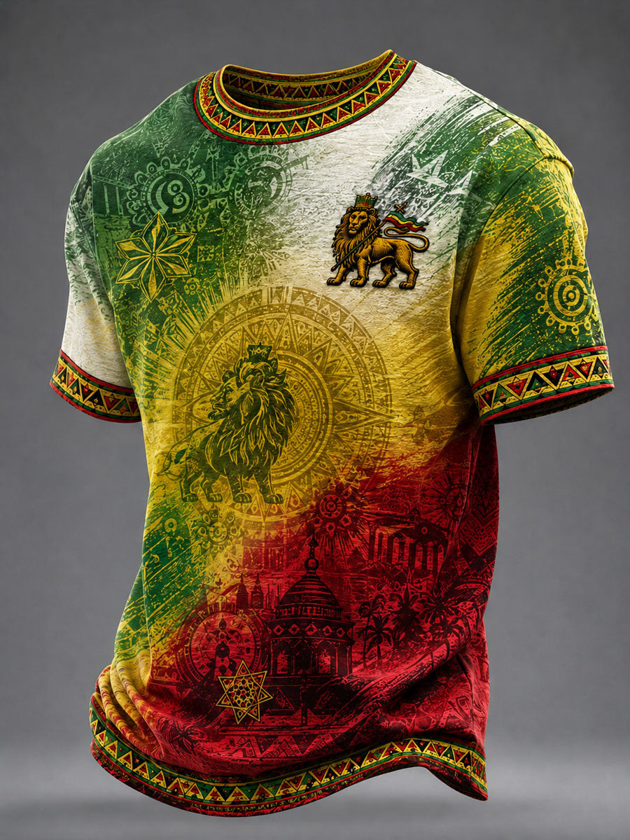 Herren-Reggae-Print-Lässiges T-Shirt