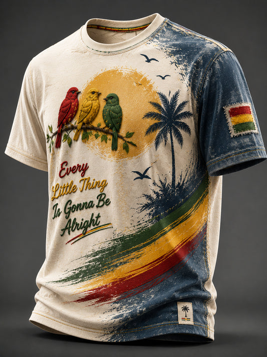 Retro Reggae Vogel Kunst lässig T-Shirt