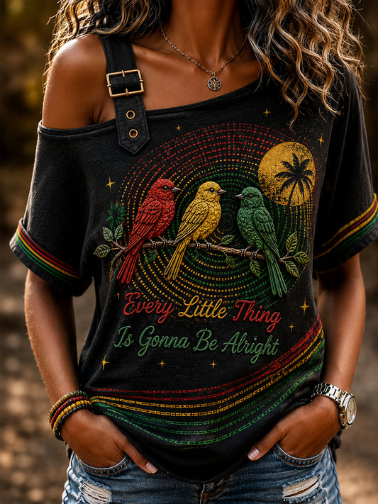 Damen-schulter freies T-Shirt für Retro-Reggae-Musikfans