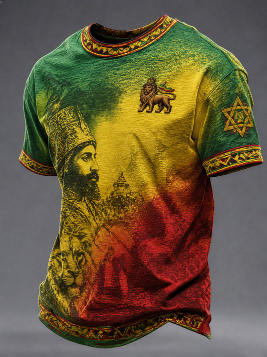 Herren-Reggae-Print-Lässiges T-Shirt