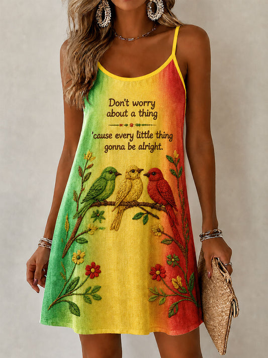 Damenkleid mit lässigem Print „Every Little Thing Is Gonna Be Alright“