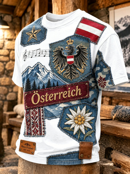 Herren-T-Shirt mit Kunstdruck eines österreichischen Naturlandschaftsmotivs