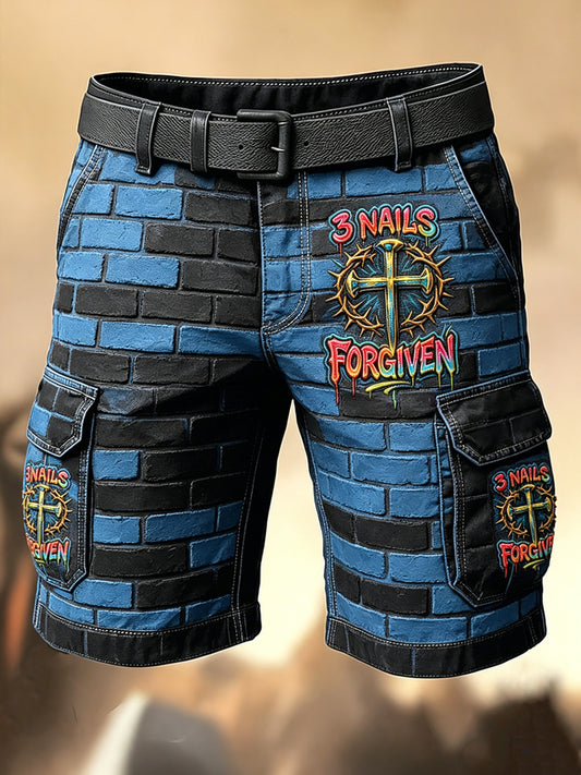Herren-Retro-Urlaubs-Hose im Business-Stil mit Graffiti- und Jesus‑Kunstdruck, lässige Shorts