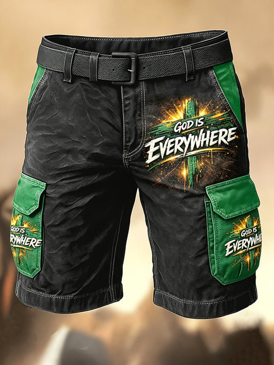 Herren Retro-Urlaubs geschäft Graffiti Faith Jesus Art Print Freizeit shorts