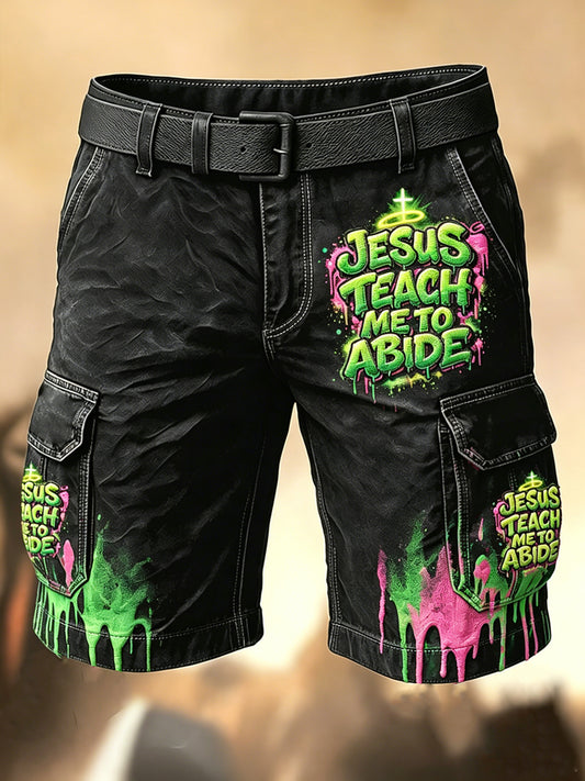 Herren-Retro-Urlaubs-Hose im Business-Stil mit Graffiti- und Jesus‑Kunstdruck, lässige Shorts