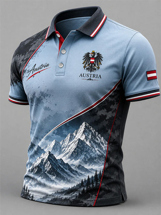 Herren Ein verschneiter Berg landschafts druck Casual Polo