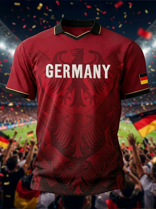 Herren-Fußballfan-T-Shirt mit Deutschland-Print, lässig, 2026