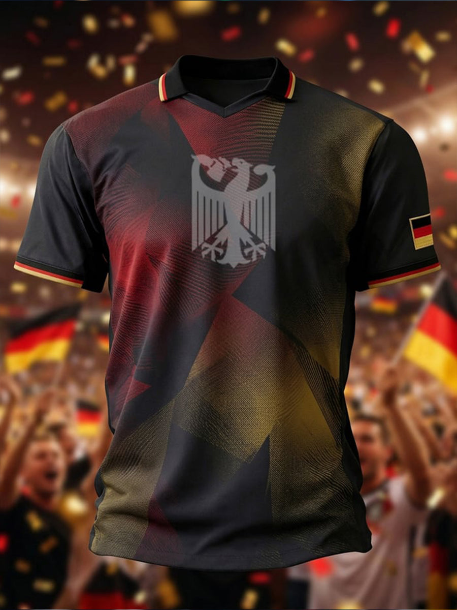 Herren-Fußballfan-T-Shirt mit Deutschland-Print, lässig, 2026