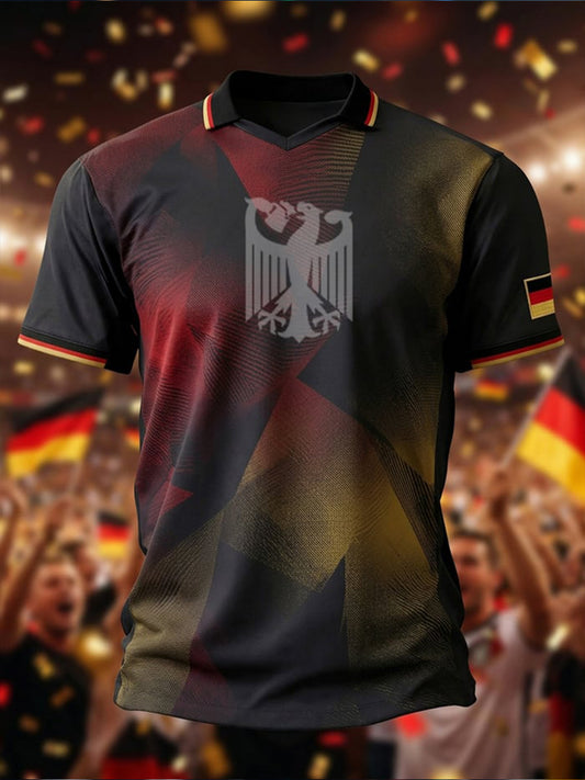 Herren-Fußballfan-T-Shirt mit Deutschland-Print, lässig, 2026