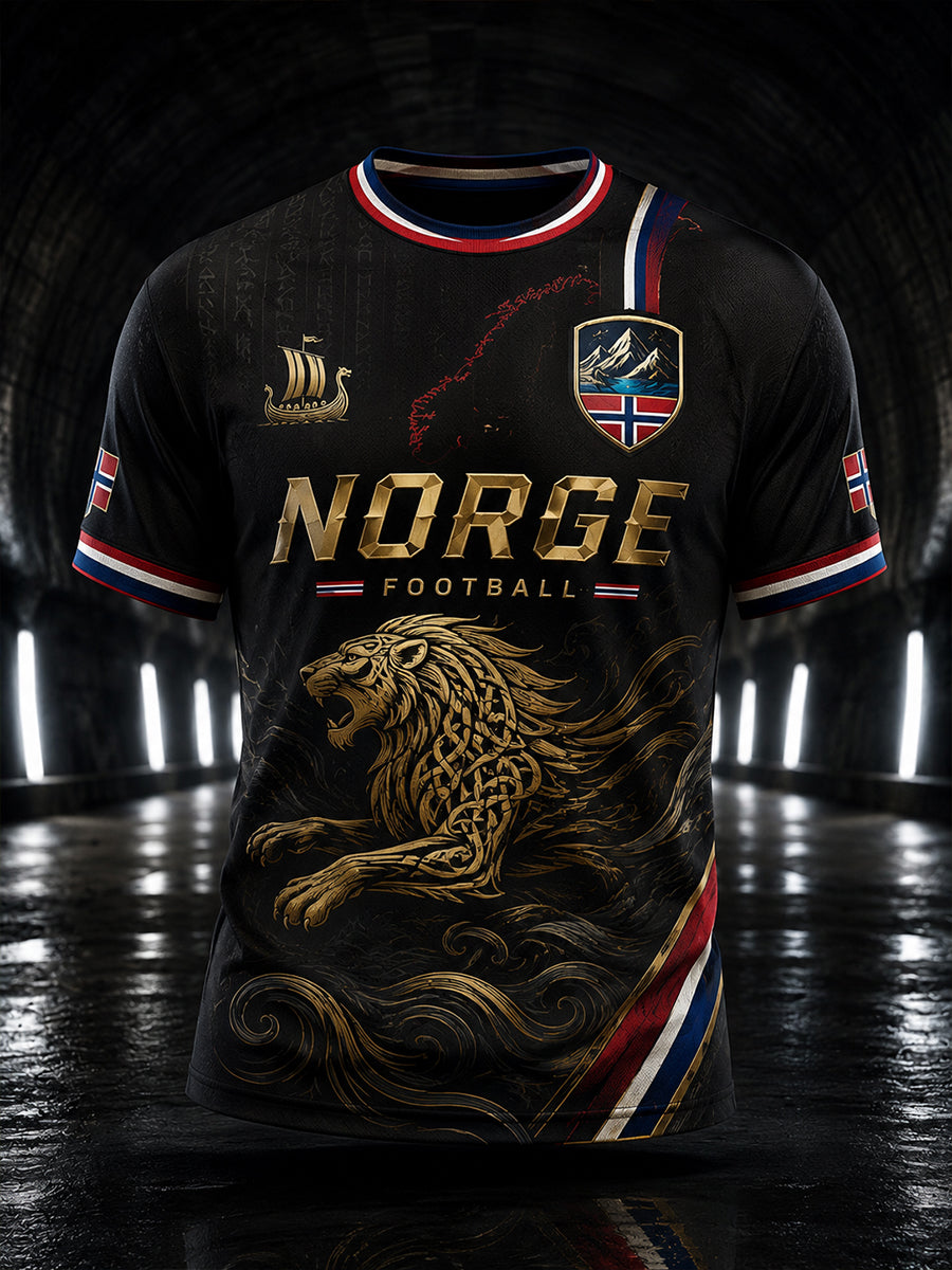 Retro-norwegischer Fußball-Fan-Art-Druck lässiges T-Shirt