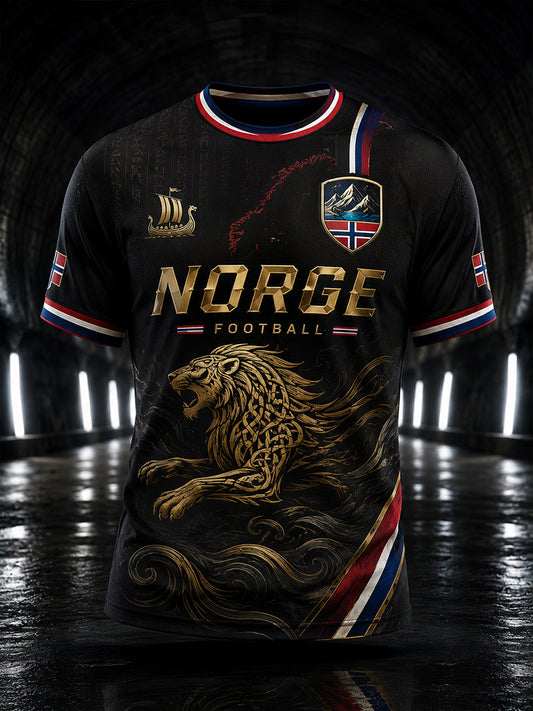 Retro-norwegischer Fußball-Fan-Art-Druck lässiges T-Shirt