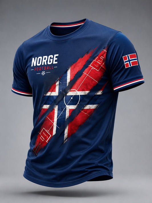 Retro-norwegischer Fußball-Fan-Art-Druck lässiges T-Shirt