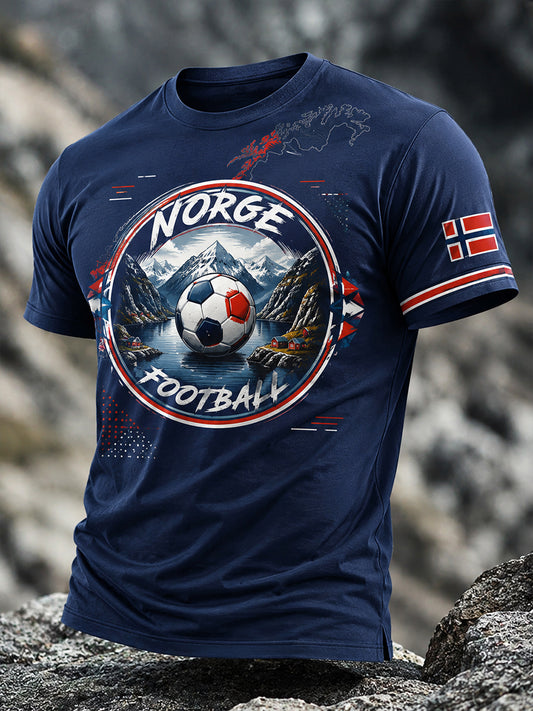 Retro-norwegischer Fußball-Fan-Art-Druck lässiges T-Shirt