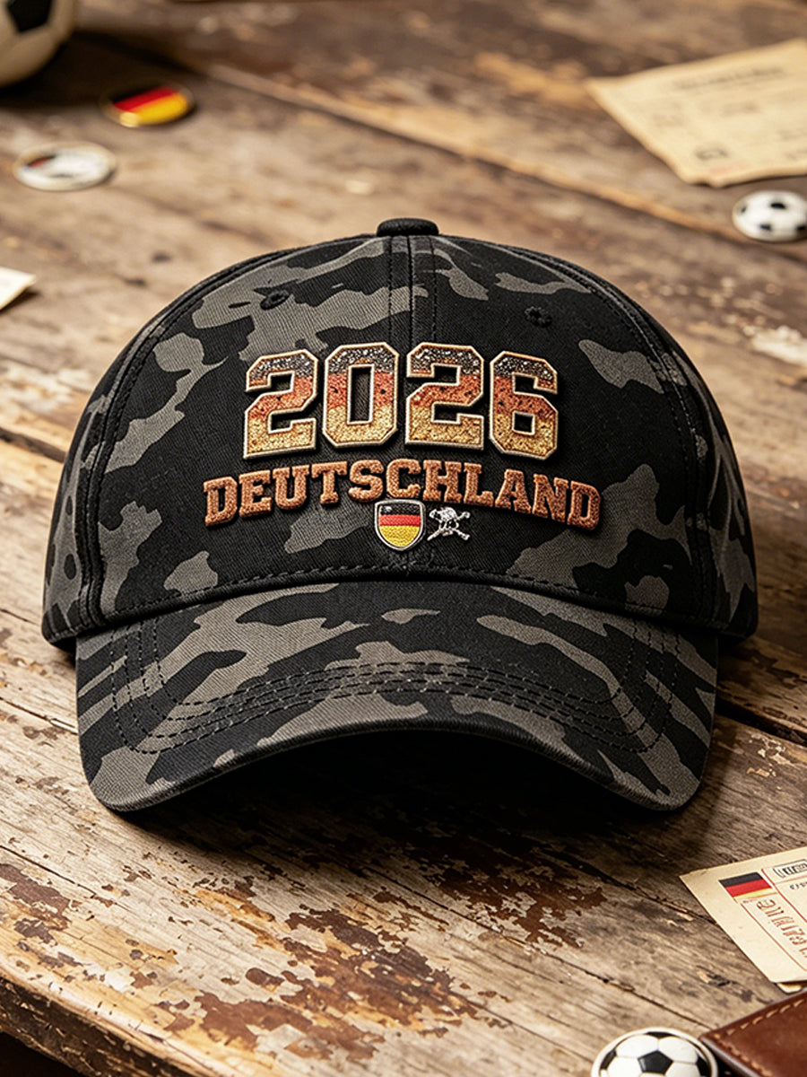 Schwarze deutsche Fußball-Camouflage-Print-Casual-Kappe