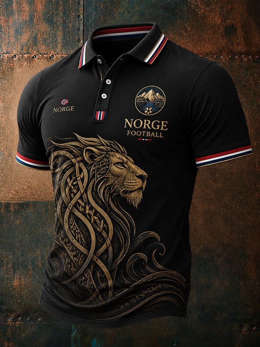 Retro-norwegisches Fußball-Fan‑Art‑Print lässiges Poloshirt