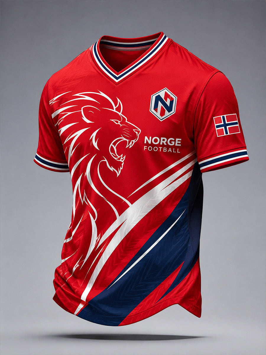 Retro-norwegischer Fußball-Fan-Art-Druck lässiges T-Shirt