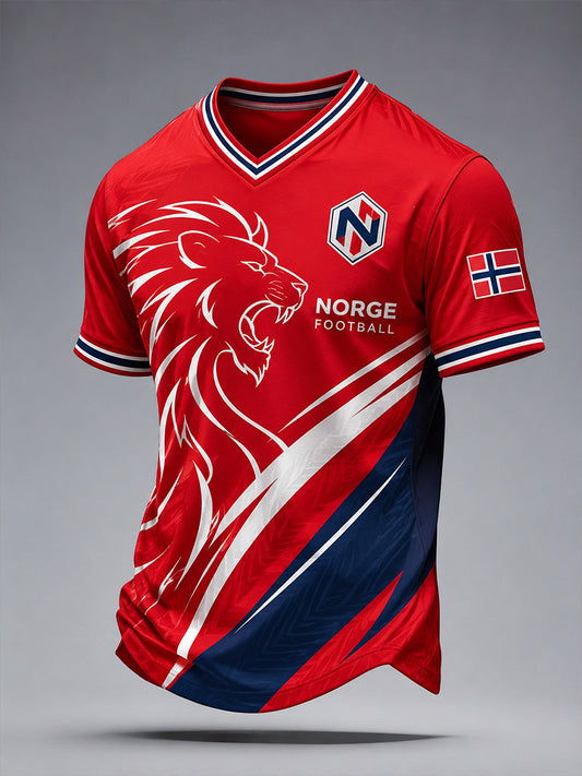 Retro-norwegischer Fußball-Fan-Art-Druck lässiges T-Shirt