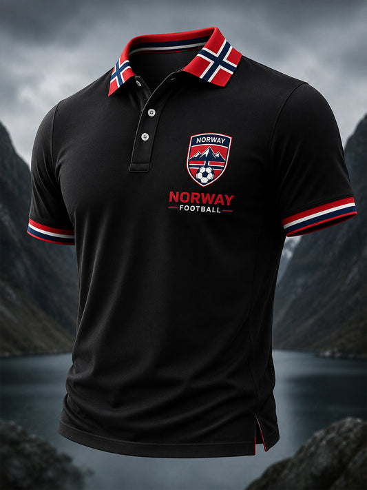 Retro norwegischer Fußballfan Kunstdruck Casual Polo Shirt