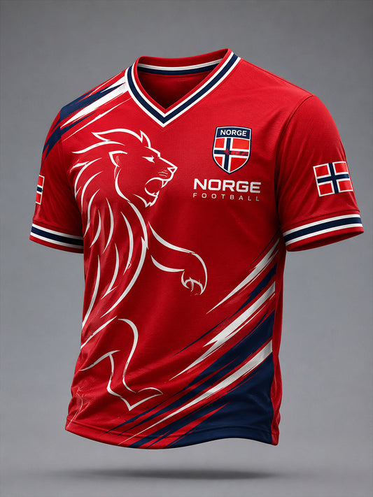 Retro-norwegischer Fußball-Fan-Art-Druck lässiges T-Shirt