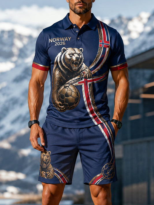 Herren- norwegisches Fußballspiel Jubel-Element Kunstdruck Polohemd