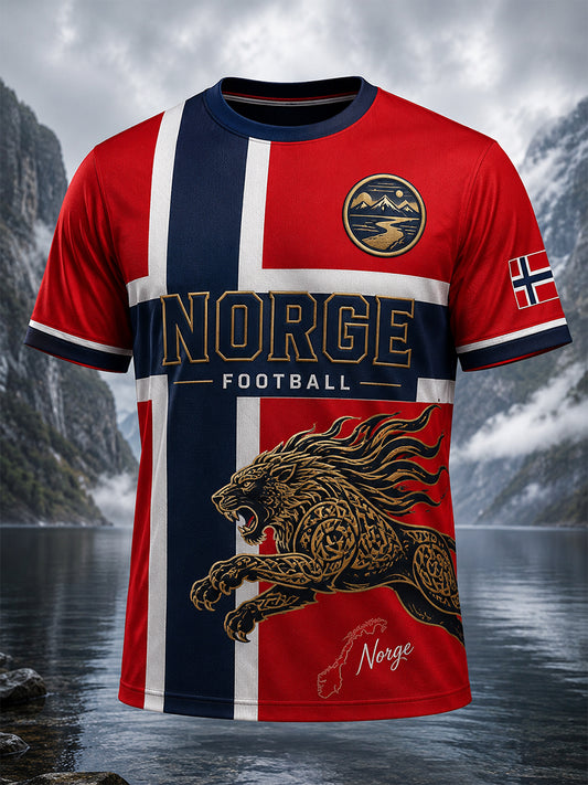 Retro-norwegischer Fußball-Fan-Art-Druck lässiges T-Shirt