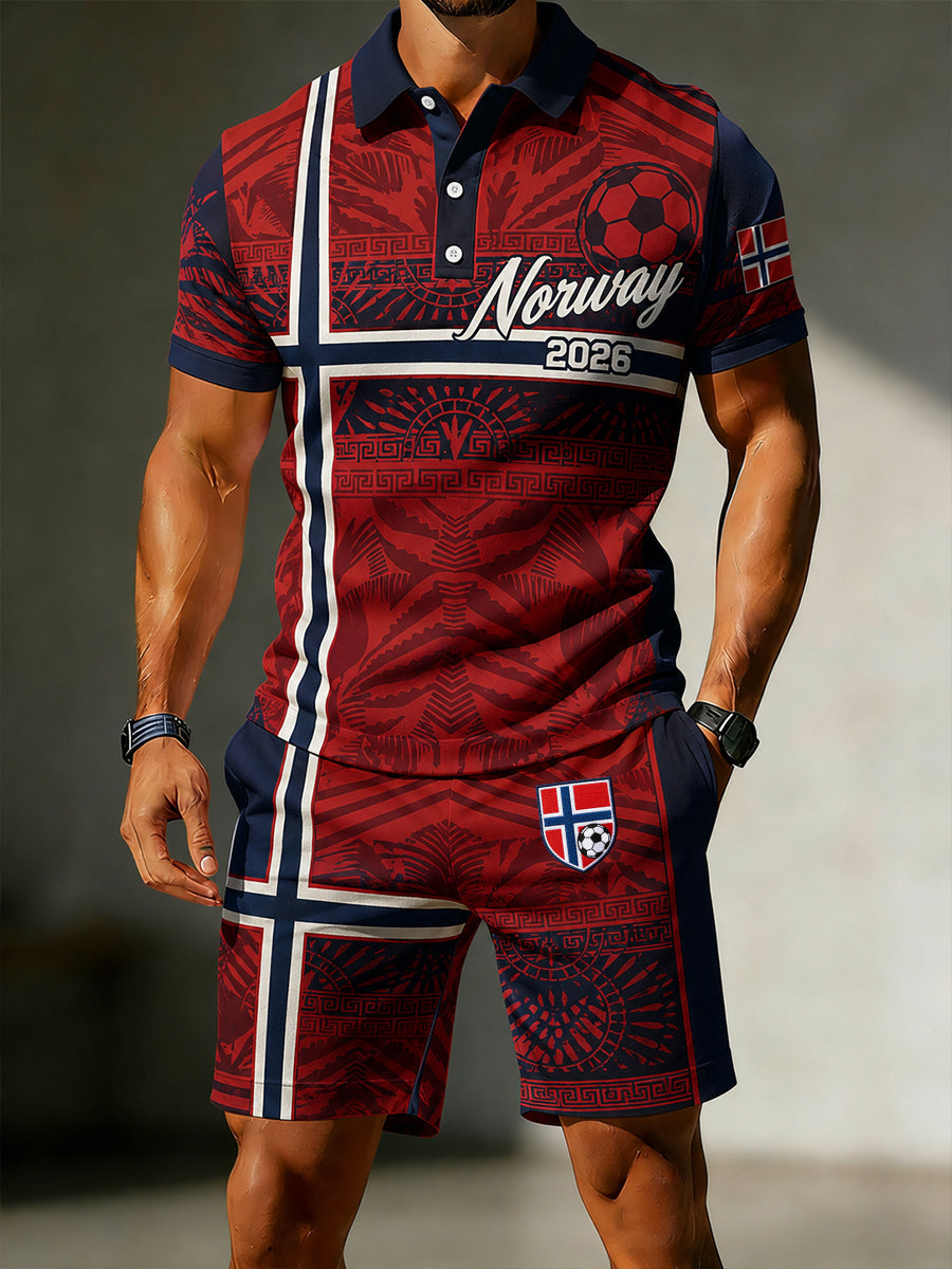 Herren- norwegisches Fußballspiel Jubel-Element Kunstdruck Polohemd