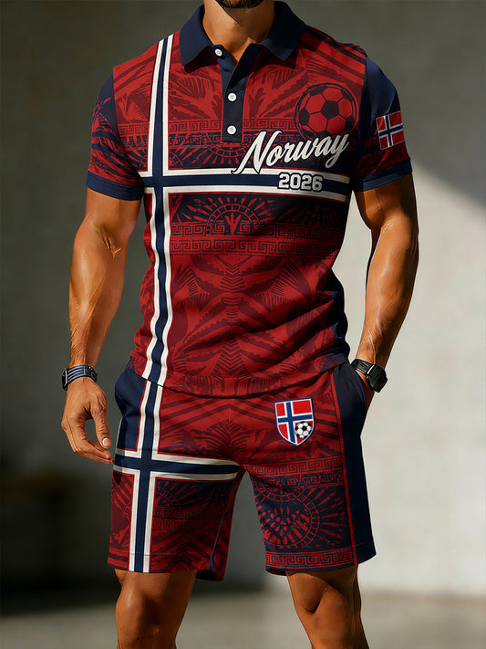 Herren- norwegisches Fußballspiel Jubel-Element Kunstdruck Polohemd